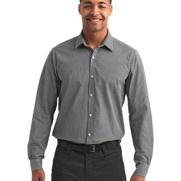 Microcheck Gingham Long-Sleeve Cotton Shirt Thumbnail